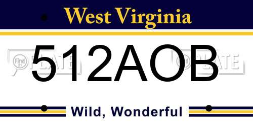 512AOB West Virginia License Plate