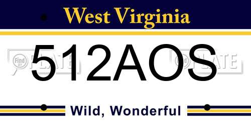512AOS West Virginia License Plate