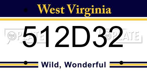 512D32 West Virginia License Plate