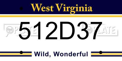 512D37 West Virginia License Plate