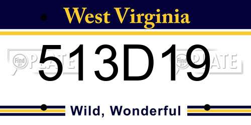 513D19 West Virginia License Plate