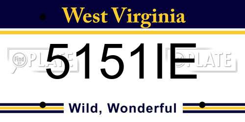 5151IE West Virginia License Plate