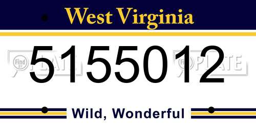 5155012 West Virginia License Plate