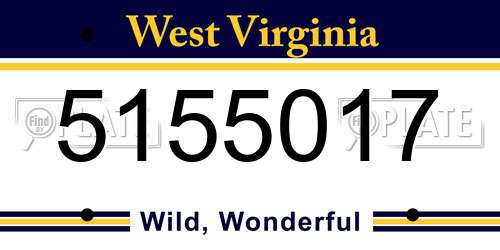 5155017 West Virginia License Plate