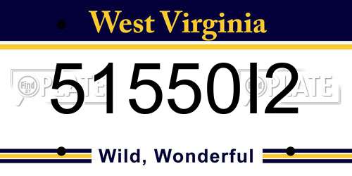 51550I2 West Virginia License Plate