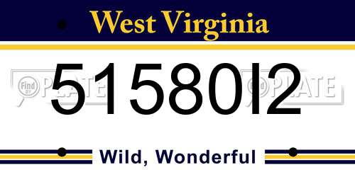 51580I2 West Virginia License Plate