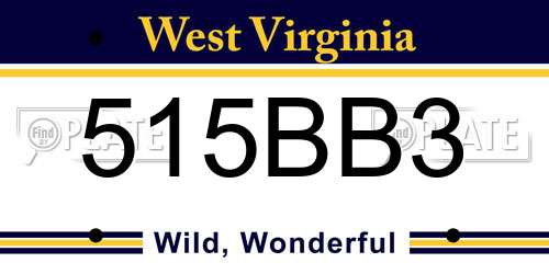 515BB3 West Virginia License Plate