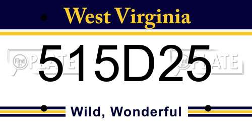 515D25 West Virginia License Plate
