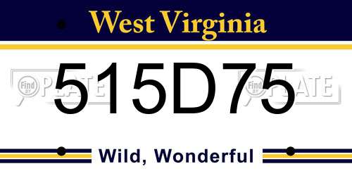 515D75 West Virginia License Plate