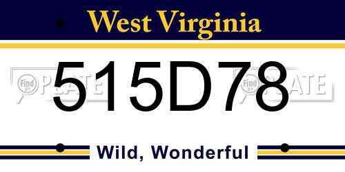 515D78 West Virginia License Plate