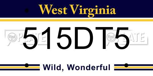 515DT5 West Virginia License Plate