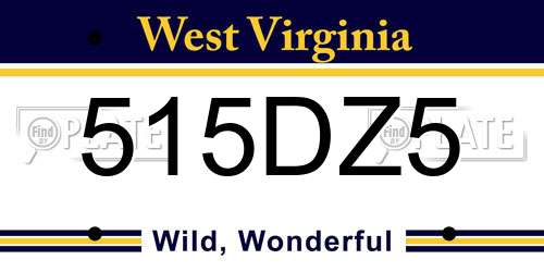 515DZ5 West Virginia License Plate