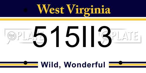 515II3 West Virginia License Plate