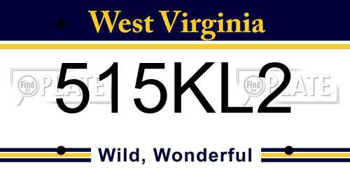 515KL2 West Virginia License Plate
