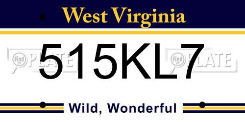 515KL7 West Virginia License Plate