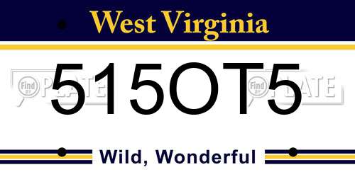 515OT5 West Virginia License Plate