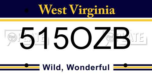 515OZB West Virginia License Plate