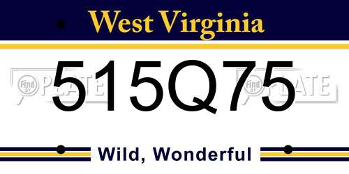 515Q75 West Virginia License Plate