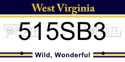 515SB3 West Virginia License Plate
