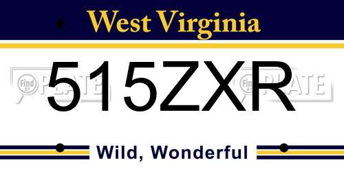 515ZXR West Virginia License Plate