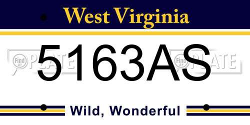 5163AS West Virginia License Plate