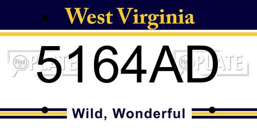 5164AD West Virginia License Plate