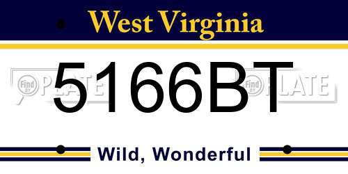 5166BT West Virginia License Plate