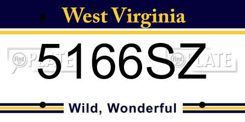 5166SZ West Virginia License Plate