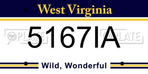 5167IA West Virginia License Plate