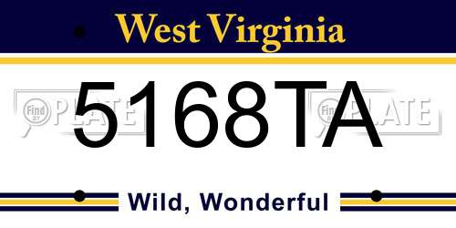 5168TA West Virginia License Plate