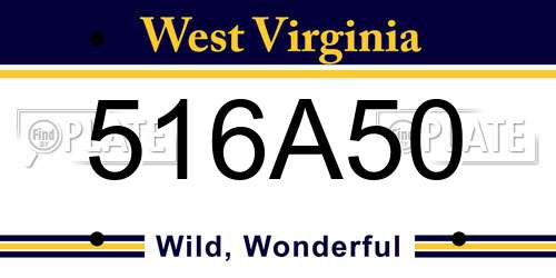 516A50 West Virginia License Plate