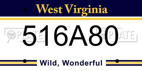 516A80 West Virginia License Plate