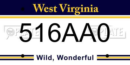 516AA0 West Virginia License Plate