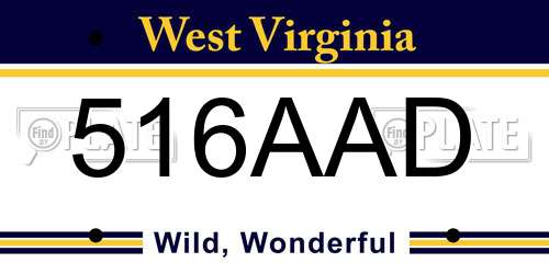 516AAD West Virginia License Plate