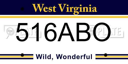 516ABO West Virginia License Plate