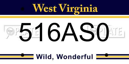 516AS0 West Virginia License Plate