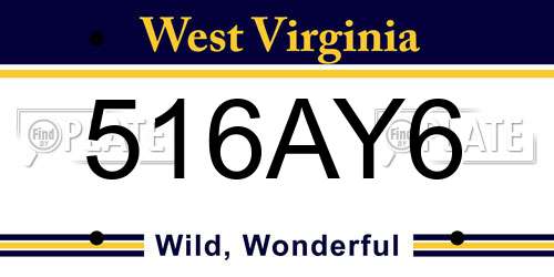 516AY6 West Virginia License Plate
