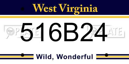 516B24 West Virginia License Plate