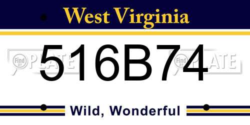 516B74 West Virginia License Plate