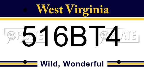 516BT4 West Virginia License Plate