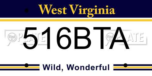 516BTA West Virginia License Plate