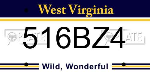 516BZ4 West Virginia License Plate