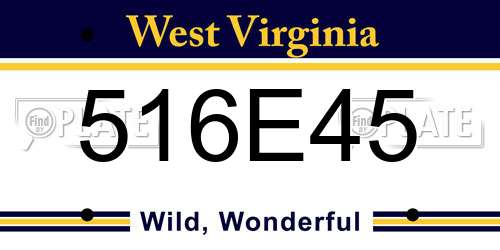 516E45 West Virginia License Plate