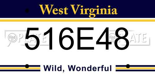 516E48 West Virginia License Plate