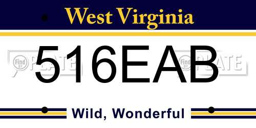 516EAB West Virginia License Plate