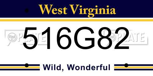 516G82 West Virginia License Plate