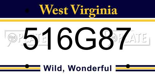 516G87 West Virginia License Plate