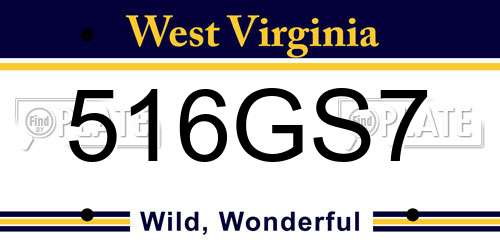 516GS7 West Virginia License Plate
