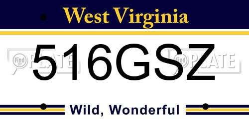 516GSZ West Virginia License Plate