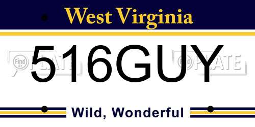 516GUY West Virginia License Plate
